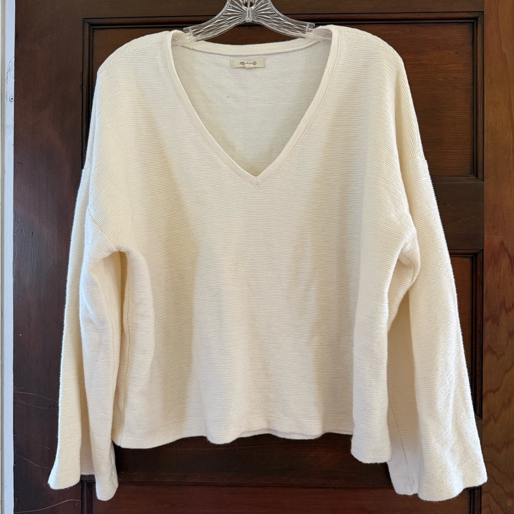 Madewell Off-White Textured Knit Top